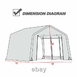 10'x10'x8'/10'x15'x8'FT Storage Shed Tent Car Garage Shelter Carport Steel Frame