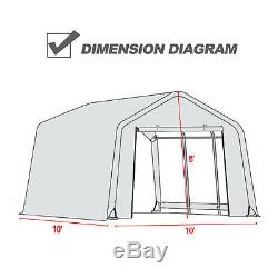 10'x10'x8'/10'x15'x8'FT Storage Shed Tent Shelter Car Garage Steel Frame Carport