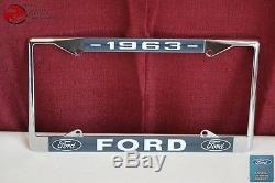 1963 Ford Car Pick Up Truck Front Rear License Plate Holder Chrome Frame New