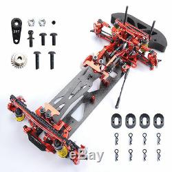 1/10 4WD G4 RC Car Drift Racing Red Frame Kit Alloy & Carbon Fiber 078055R 