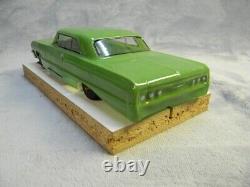 1/24 SCALE 1964 GREEN CHEVY IMPALA WithCUSTOM BRASS & STEEL CHASSIS SLOT CAR-NEW