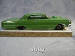 1/24 SCALE 1964 GREEN CHEVY IMPALA WithCUSTOM BRASS & STEEL CHASSIS SLOT CAR-NEW