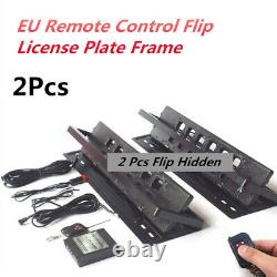 2x Car Number Plate Turn Shift Blinds EU Remote Control Flip License Plate Frame