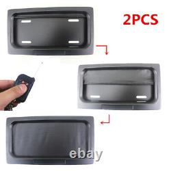 2x Car USA License Plate Frame Shutter Blinds Roller Invisible Number with Remote