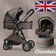 3 In 1 Luxury Baby Stroller Pram Pushchair With Car Seat Chocolate / Grey Frame