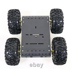 4WD Smart Robot Car Chassis Kit Aluminum Alloy Black Wheels +12V Motors #om12