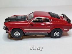 69 Mustang Mach 1, Rrr Dash Chassis, Ho Slot Car, New Chrome Rims & Tiresin Box