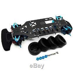 Alloy & Carbon Shaft Drive 1/10 4WD Touring Car Frame Kit for TT01 Blue