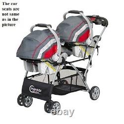 Baby Double Stroller Frame with 2 Car Seats Twins Nursery Center Travel System