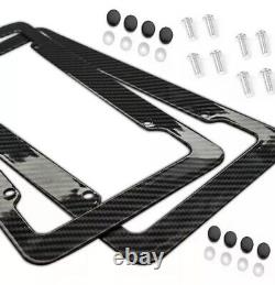 Black Car Carbon Look License Plate Frame Cover Front & Rear Universal