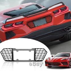 Black License Plate Frame Tag Cover Aluminum Rear For Corvette C8 2020-2022 2023