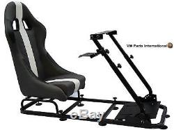 Car Gaming Racing Simulator Frame Chair Bucket Seat PC PS3 PS4 XBox Grey/White