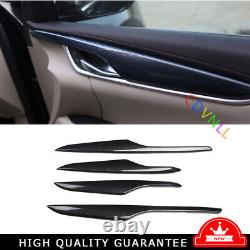 Car Inner Door Panel Strip Trim Fit For Cadillac XTS 2013-17 Black Carbon Fiber