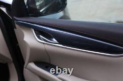 Car Inner Door Panel Strip Trim Fit For Cadillac XTS 2013-17 Black Carbon Fiber