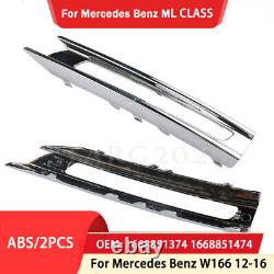 Car Lamp Fog Light Cover Frame Trim Grill For Mercedes-Benz ML Class W166 12-16