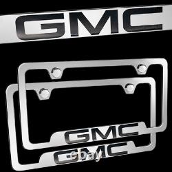 Car License Plate Frame Cover Hood Rear Chrome Stainless Steel For GMC 2pcs