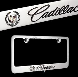 Car License Plate Frame Hood Rear Bonnet Boot Stainless Steel For Cadillac 2x