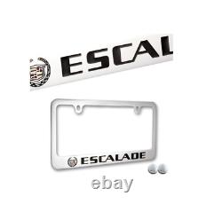 Car License Plate Frame Hood Rear Front Boot Cover Chrome For Cadillac Escalade