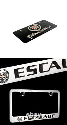 Car License Plate Frame Hood Rear Stainless Steel Caps For Cadillac Escalade 2pc