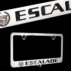 Car License Plate Frame Hood Rear Stainless Steel Caps For Cadillac Escalade 2pc