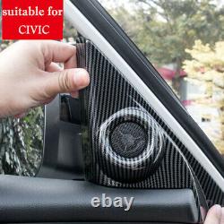 Carbon Fiber Car Door Tweeter Frame Cover Trim Stickers FOR HONDA Civic 10th
