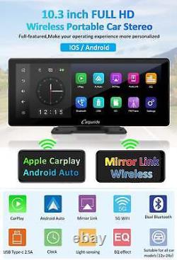 Carpuride NEW W103 Pro Portable Car Stereo Wireless Apple Carplay Android Auto