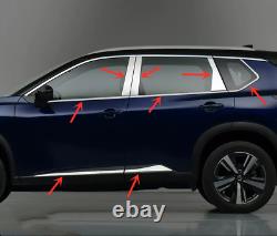 Chrome Car external window frame Strip Cover Trim For Nissan Rogue 2021-2023