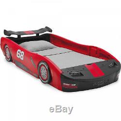 Classic Red Turbo Racecar Twin Bed Frame, Race Car Racing Kids Bedroom Furniture