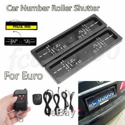 Europe Car Number License Plate Roller Blind Remote Hide Cover Shutter Frame 2x