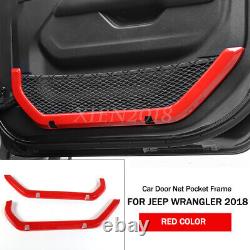 For Jeep Wrangler JL 2018-2020 2Pcs Red ABS Car Door Net Pocket Cover Frame Trim