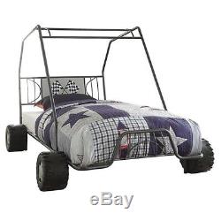 Kids Twin Bed Frame Race Car Beds Boys Bedroom Furniture Metal Go-Kart Racing