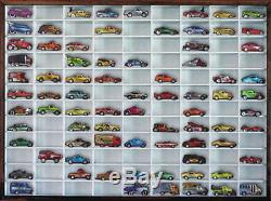 Matchbox Hot Wheels Wall Display Case 164 108 cars White with Walnut Frame