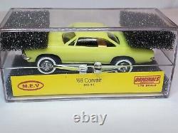 Mev, 66 Chevy Corvair Yellow Ho Slot Car Tjet, Ultra Chassis (new In Box)