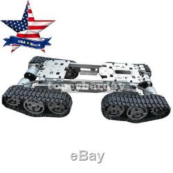 RC Tank Car Truck Robot Chassis CNC Alloy Body 4 Plastic Track 4 Motors US