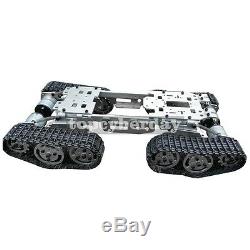 RC Tank Car Truck Robot Chassis CNC Alloy Body 4 Plastic Track 4 Motors US