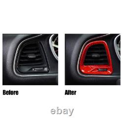 Red Carbon Fiber Car Air Vent Outlet Frame Trim Cover For Dodge Challenger SRT