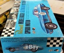 Revell Vintage 1/24 1/25 Chevrolet Corvette Blue Slot Car Chassis Box + Cox Amt
