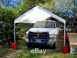 Steel Frame Canopy With Sidewall Shelter Portable Carport Car Garage Shade 10x20