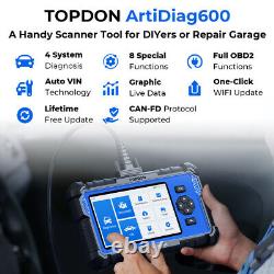 TOPDON AD600 OBD2 Diagnostic Tool Scanner ABS SRS Transmission Engine Scan Tool