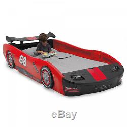Classic Red Turbo Racecar Double Cadre De Lit, Voiture De Course Racing Meubles Pour Enfants Chambre