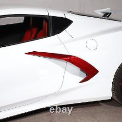 Couverture de poignée de porte d'aération d'aile latérale de voiture en fibre de carbone rouge pour Corvette C8 2020-23