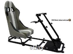 Gaming Car Racing Simulator Cadre Président Bucket Seat Pc Ps3 Ps4 Xbox Gris / Blanc