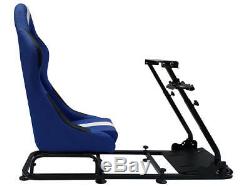 Gaming Car Racing Simulator Président Frame Bucket Seat Pc Ps3 Ps4 Xbox Bleu / Blanc