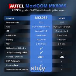 Outil de diagnostic automobile et programmation de clé Autel MaxiCOM MK808 S avec fonction de balayage bidirectionnel
