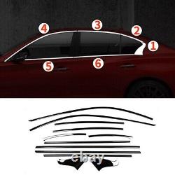 Pour 2014-2023 Infiniti Q50 Garniture de Bande de Cadre de Fenêtre de Voiture en Acier Noir Brillant 12PCS