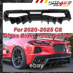 S'adapte Chevrolet Corvette C8 2020-2025 Ailerons arrière en style aileron de requin noir brillant