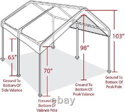 Tente de garage portable et résistante avec cadre en acier - 10' x 20'
