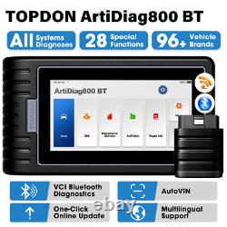 Topdon Ad800bt Outil De Diagnostic De Voiture Auto Obd2 Scanner Tout Système 28 Réinitialiser Autovin