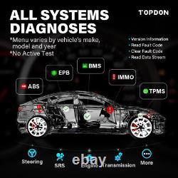 Topdon Ad800bt Outil De Diagnostic De Voiture Auto Obd2 Scanner Tout Système 28 Réinitialiser Autovin
